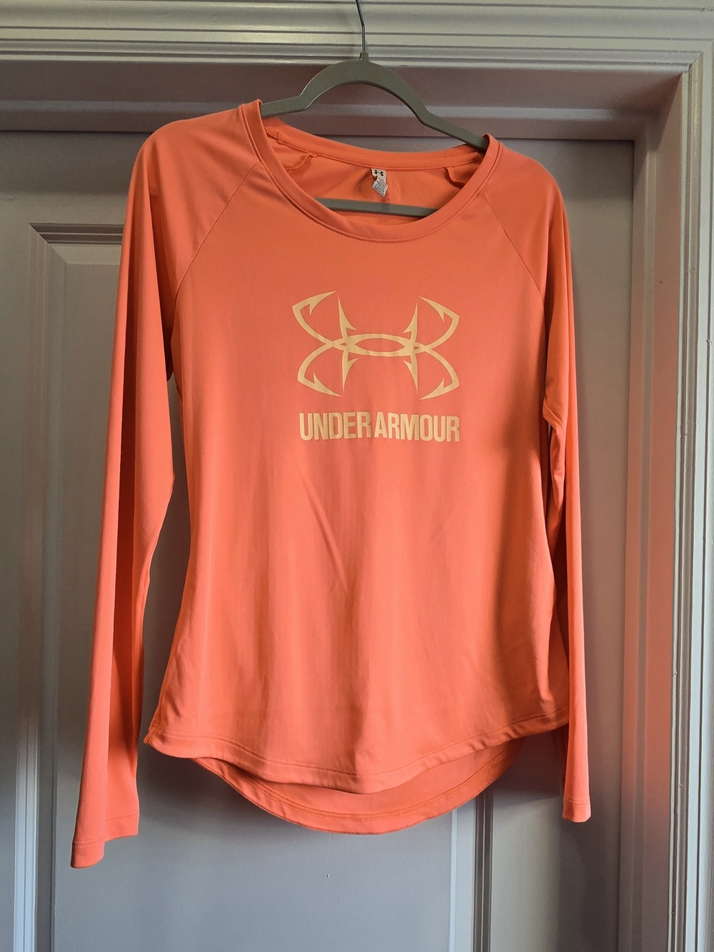 Under Armour Women's Long-Sleeve Performance Top in Coral Peach
